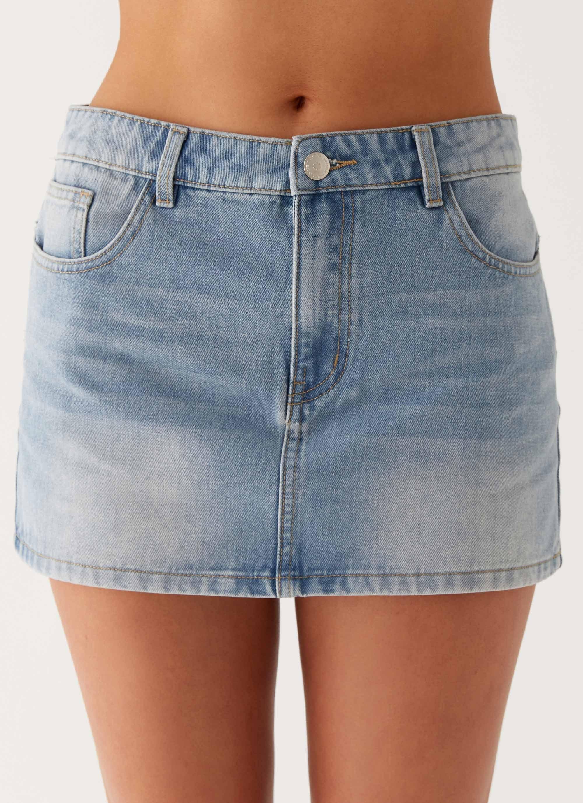 Maysa Low Rise Mini Skirt - Blue Product Image