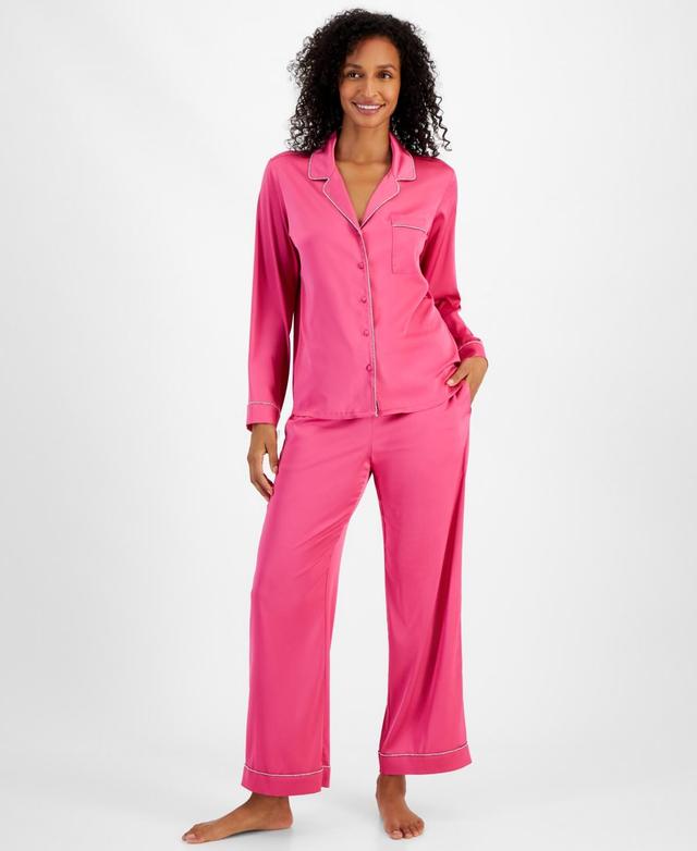 I.n.c. International Concepts Womens 2-Pc. Rhinestone-Trim Satin Pajamas Set, Created for Macys Product Image