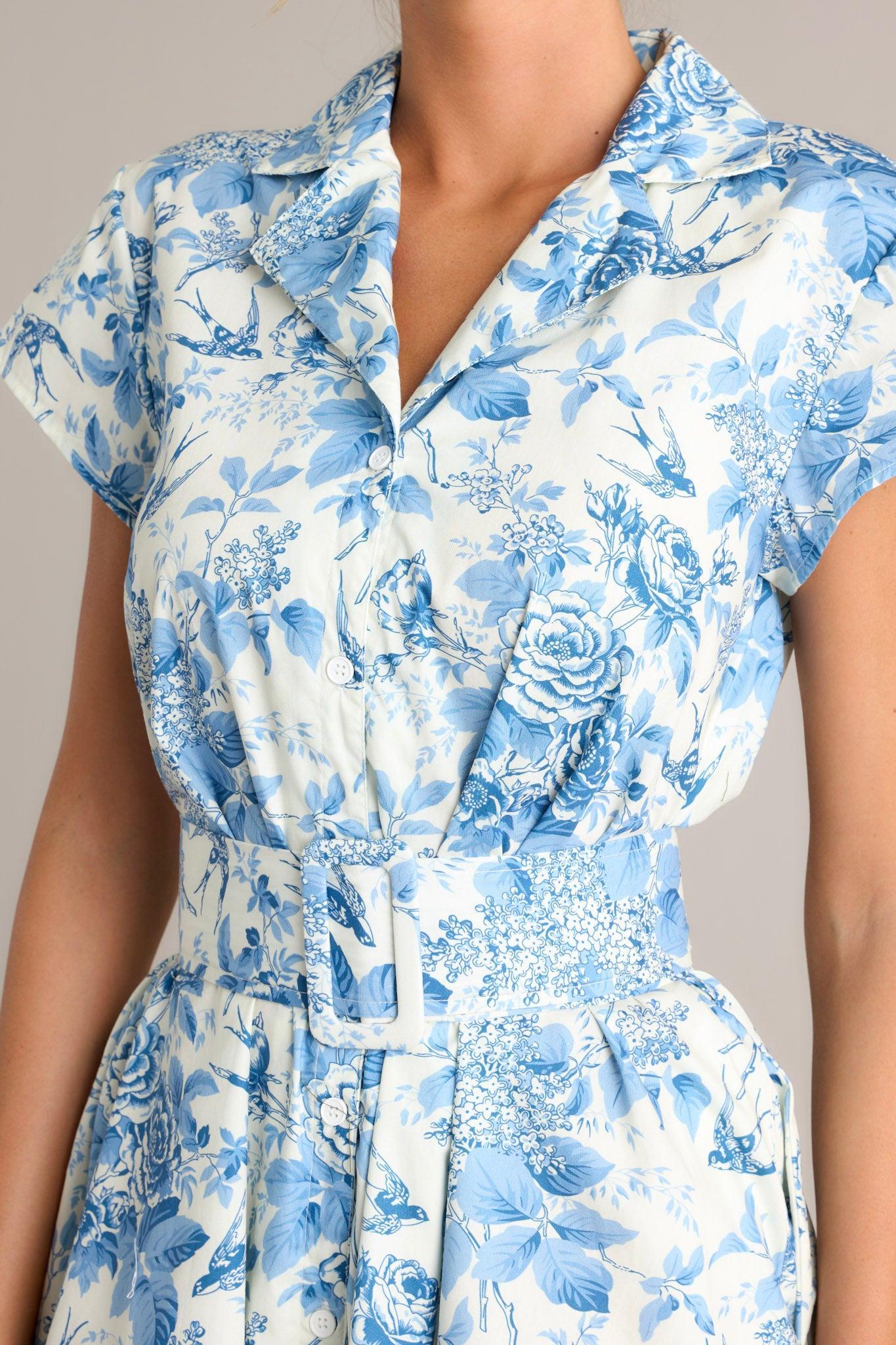 Even The Score Blue & White Midi Dress Product Image