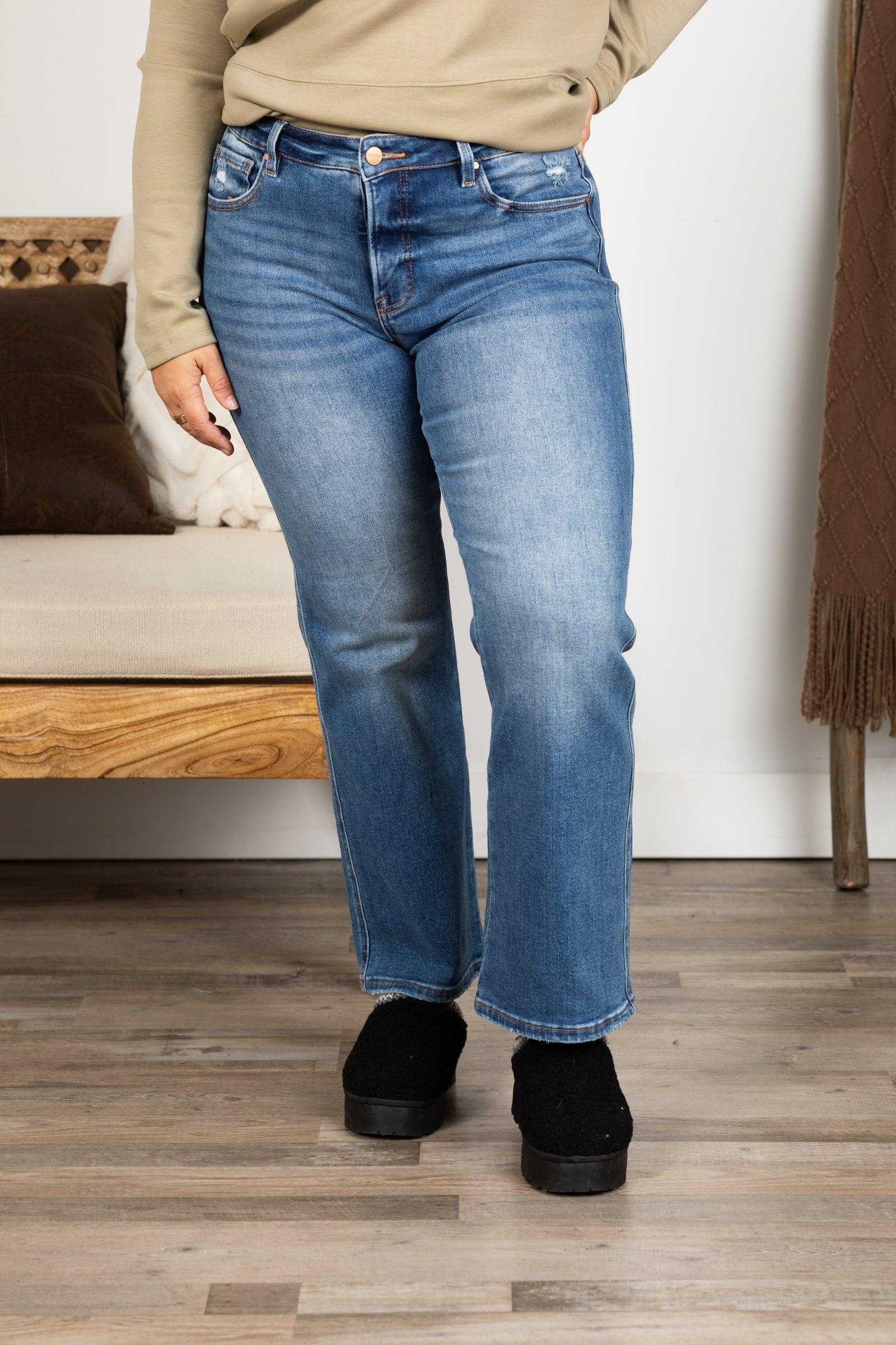 Risen Dark Tummy Control Ankle Straight Jeans Product Image