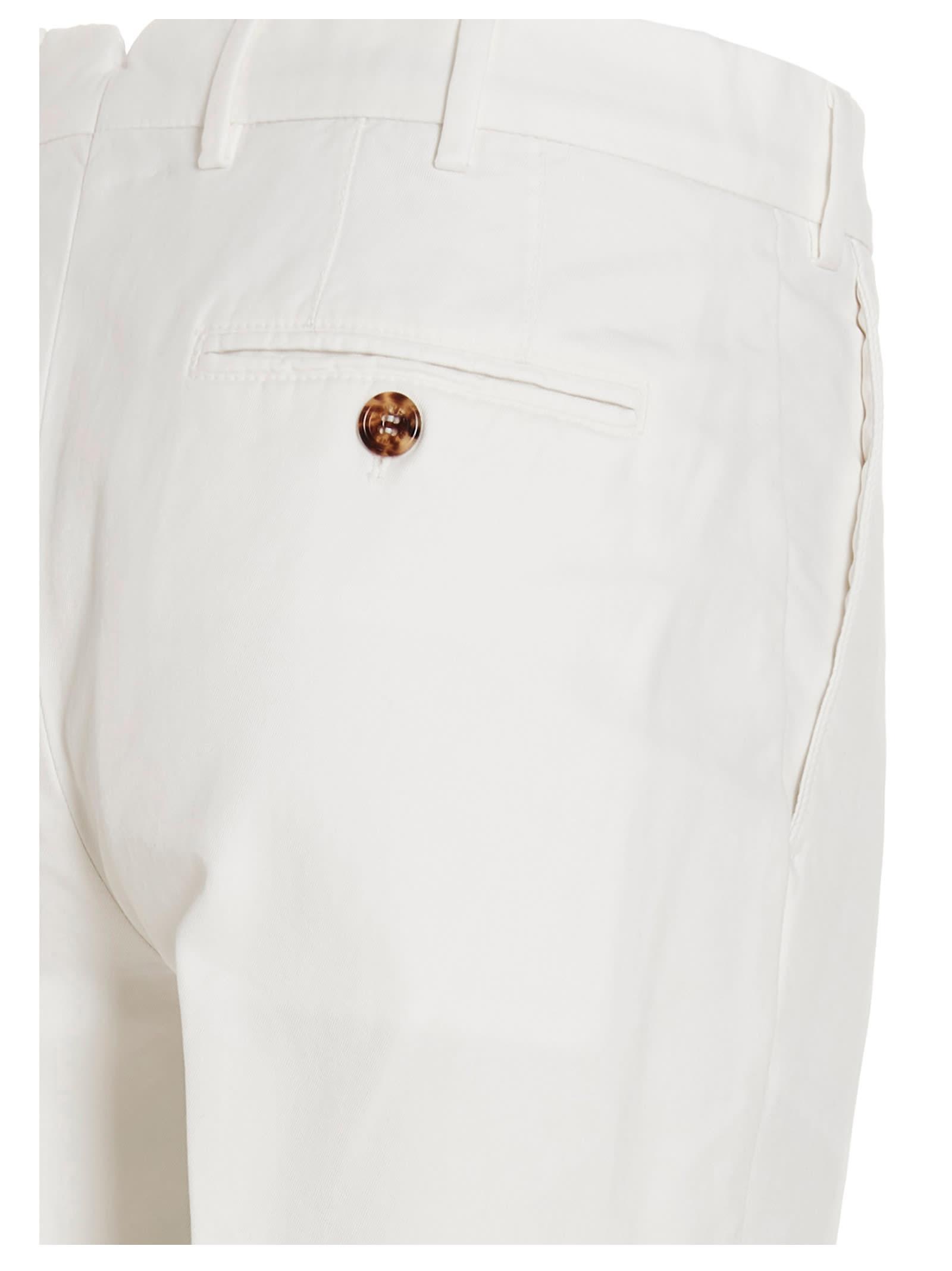 BRUNELLO CUCINELLI Cotton Gabardine Tailored Trousers In White Product Image