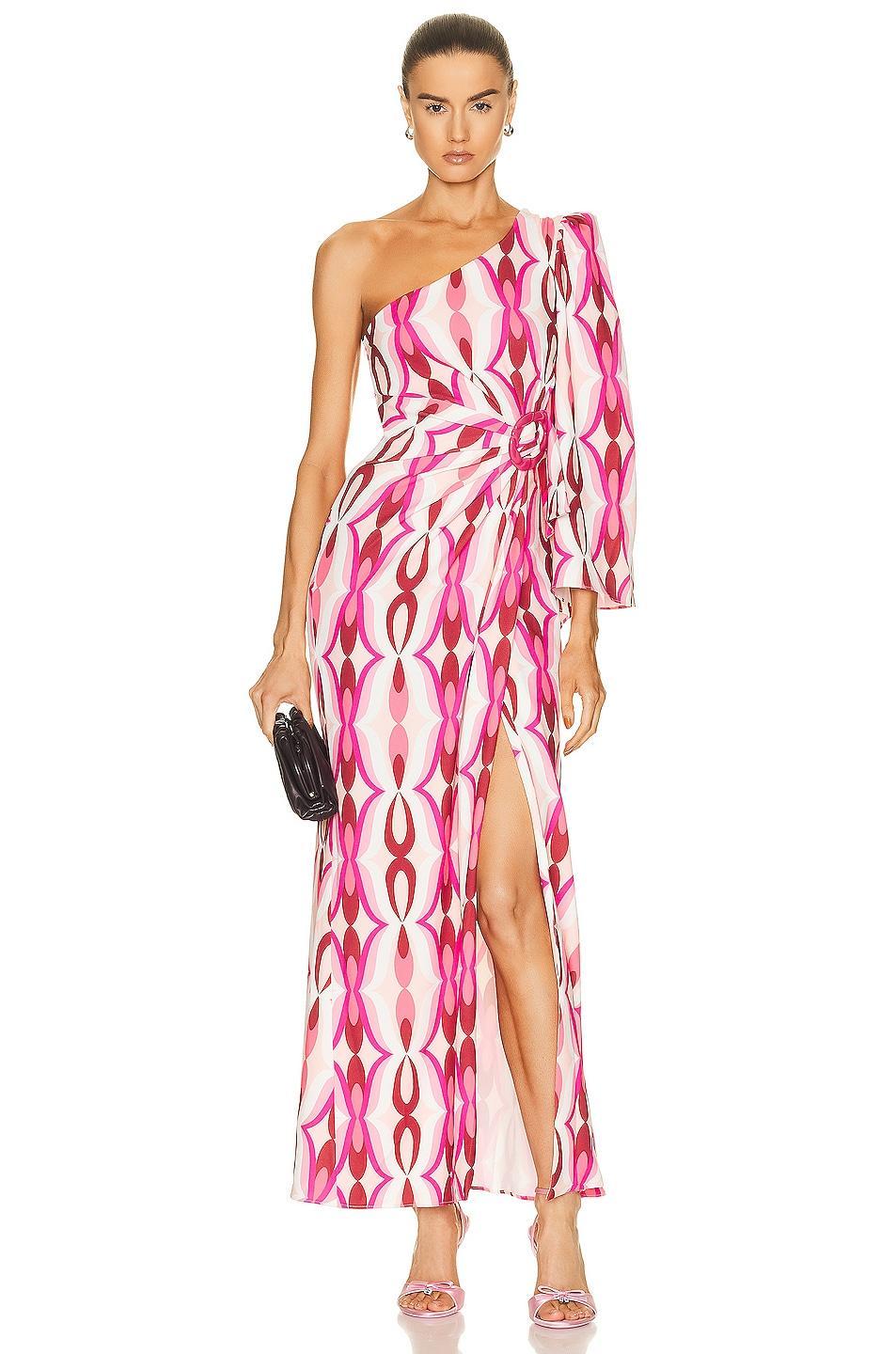 PatBO Twist One Shoulder Maxi Dress in Pink Product Image