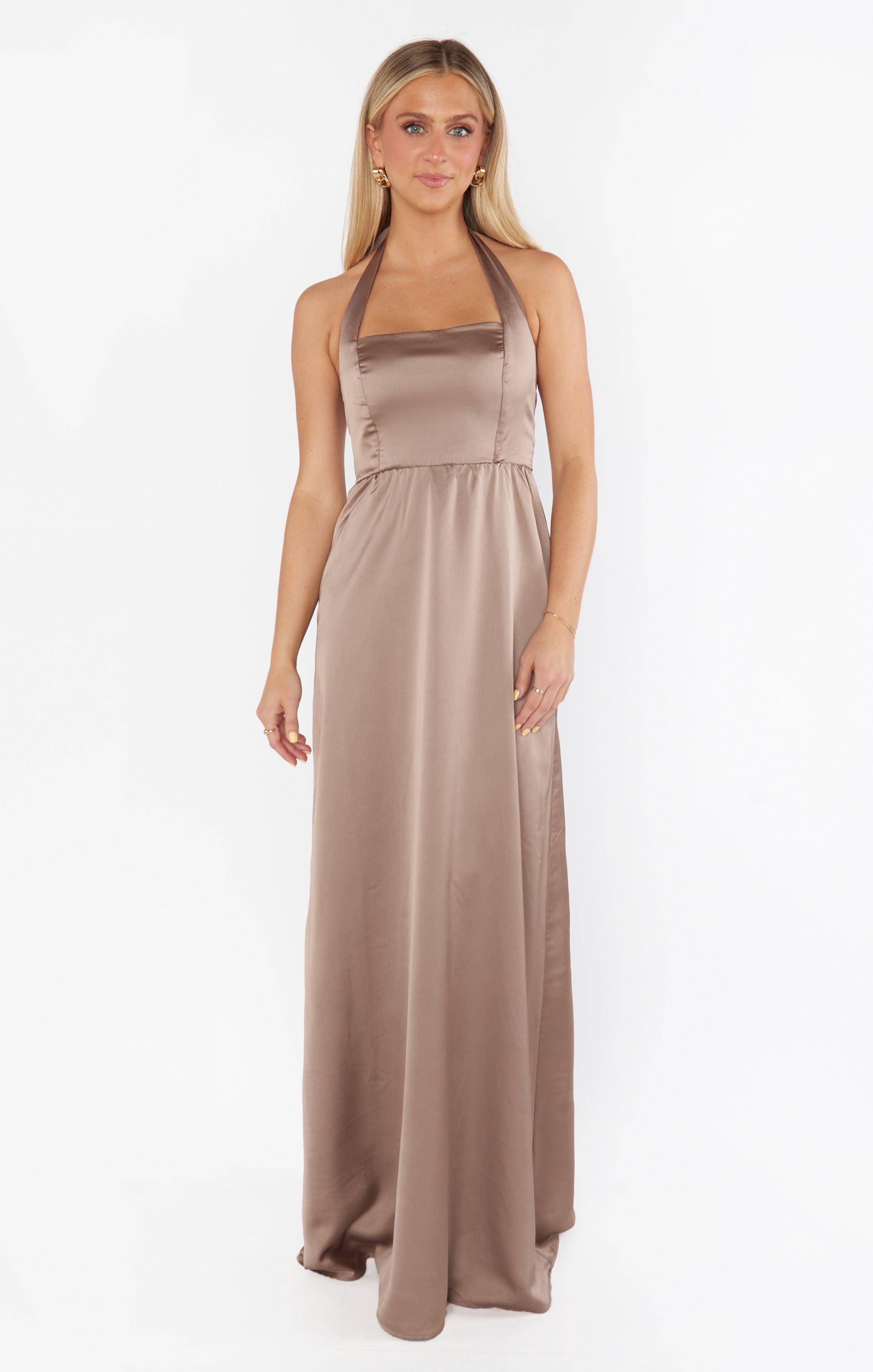 Hazel Halter Maxi Dress ~ Dune Luxe Satin Product Image