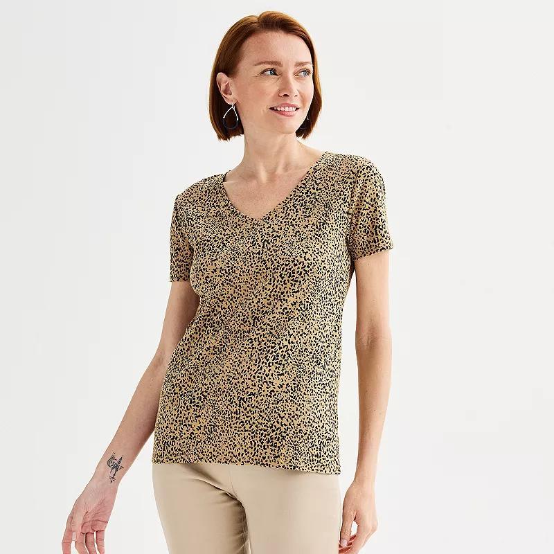 Womens Croft & Barrow Essential V-Neck Tee Blue Deco Floral Product Image