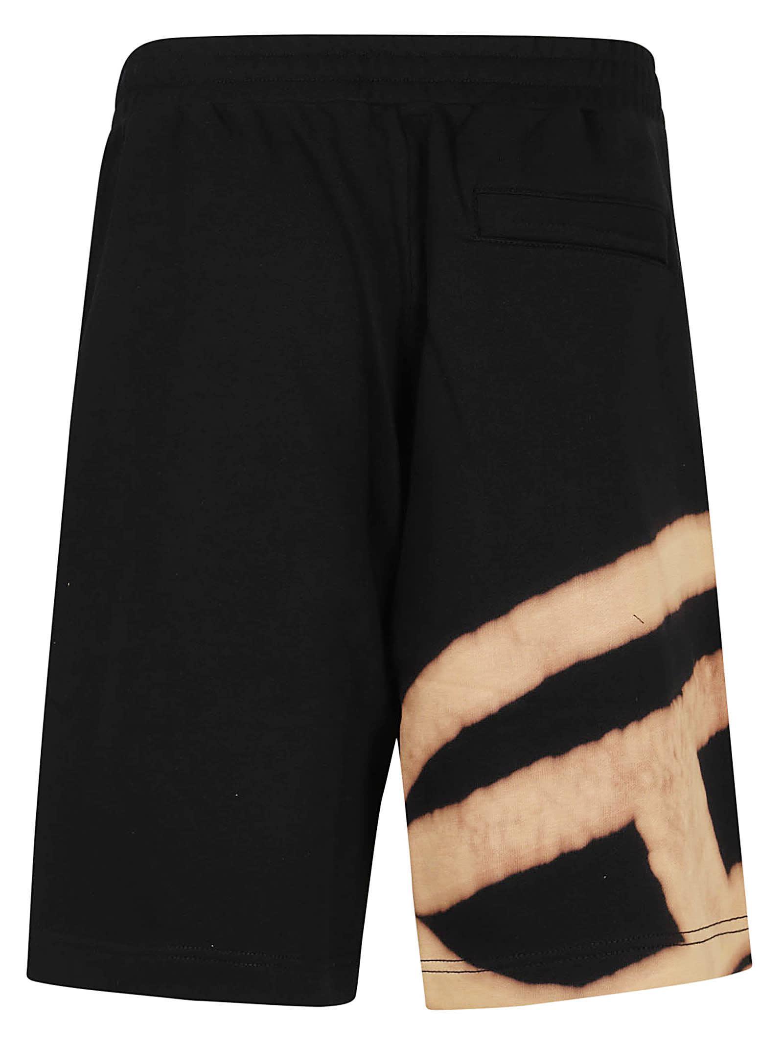 Bleached Cotton Tie-dye Shorts In Black Product Image