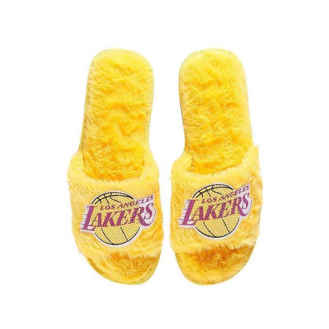 Womens FOCO Gold Los Angeles Lakers Rhinestone Fuzzy Slippers Product Image