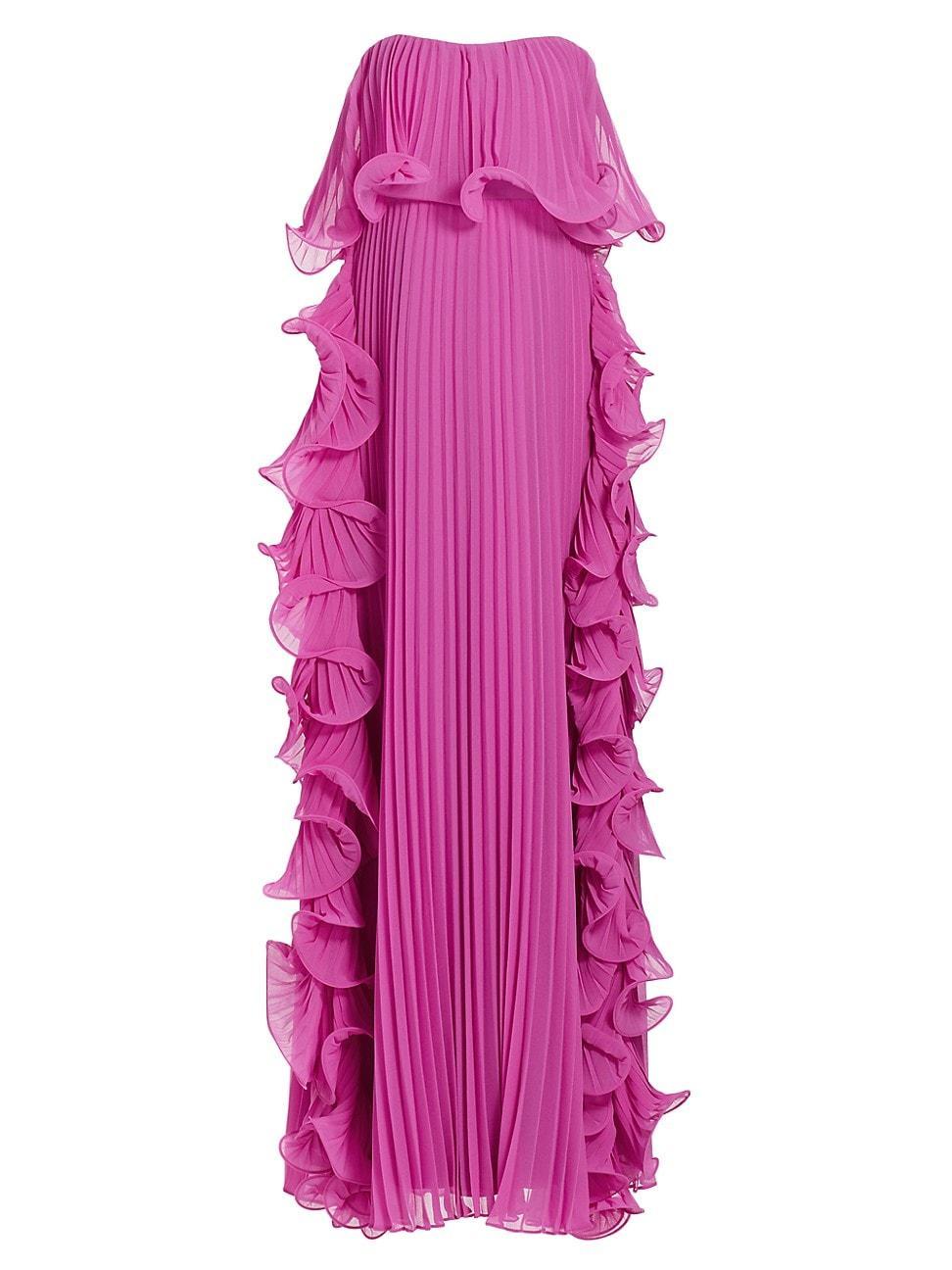 Womens Ruffled Strapless Gown Product Image