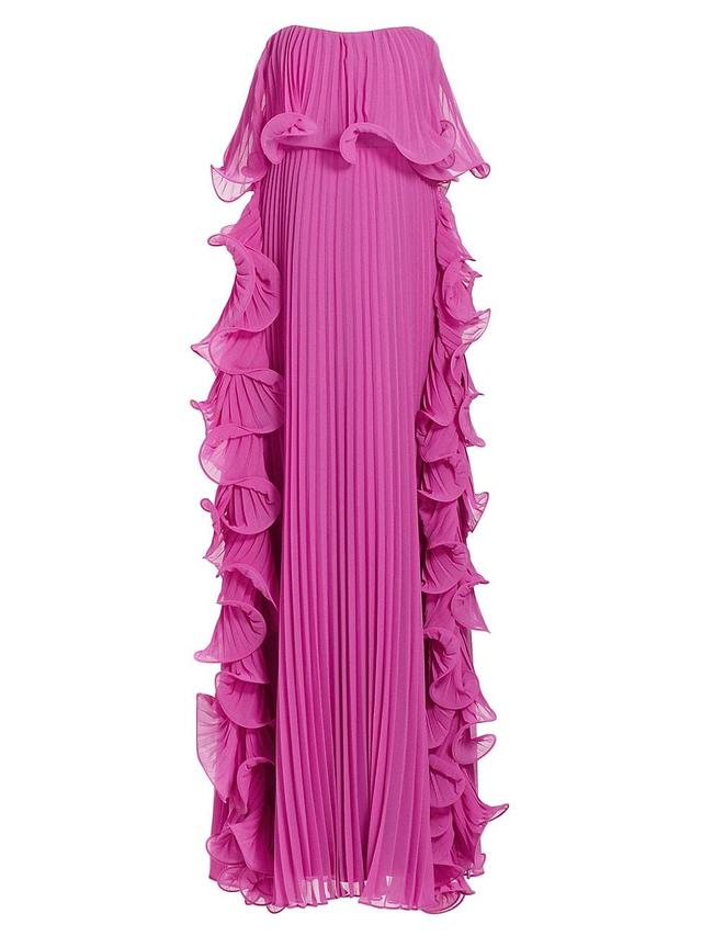 Womens Ruffled Strapless Gown Product Image