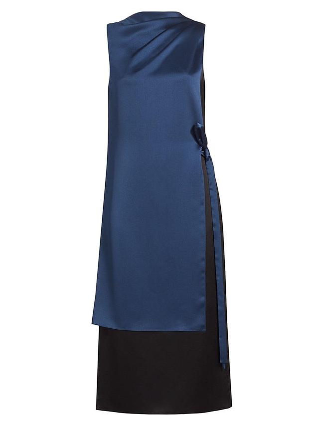 Womens Layered Satin Cocktail Dress Product Image