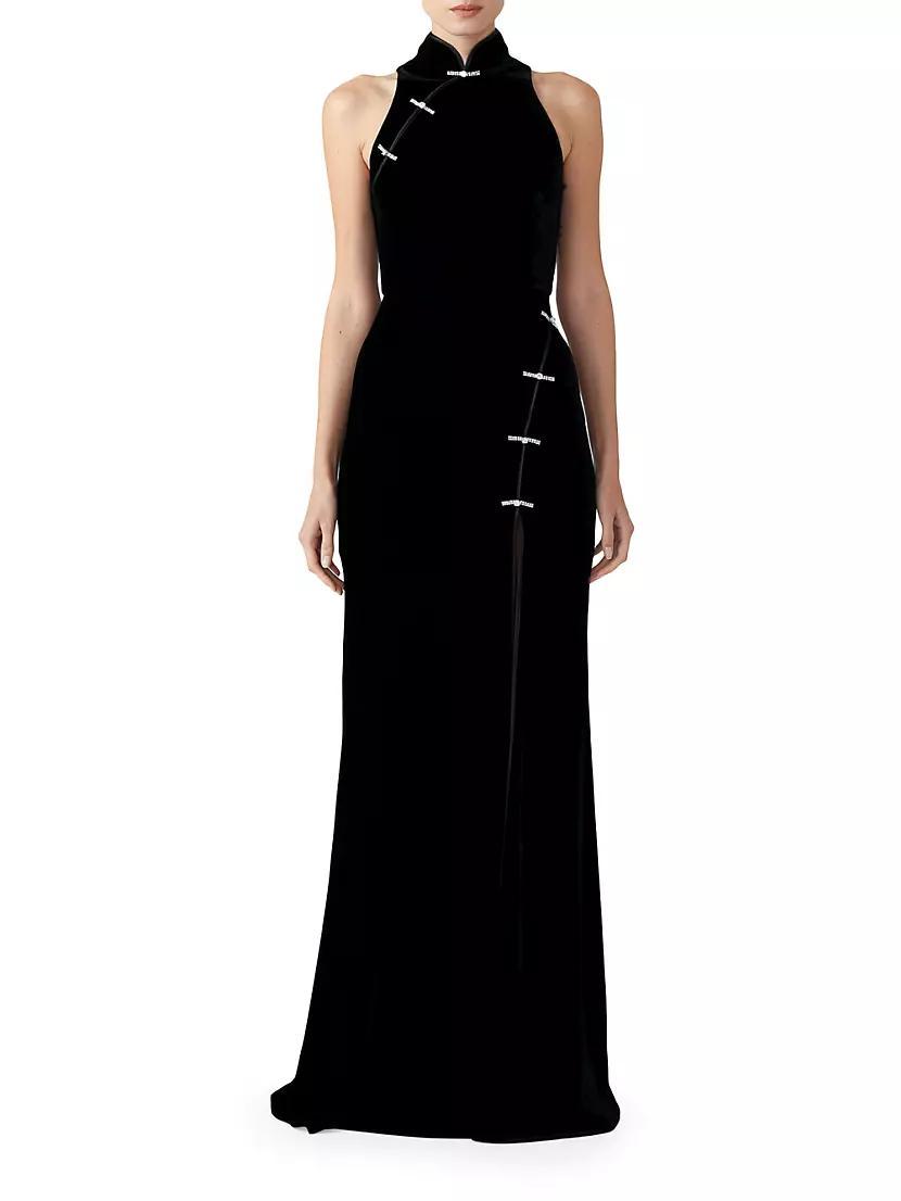 Womens Ariana Velvet Embellished Gown Product Image