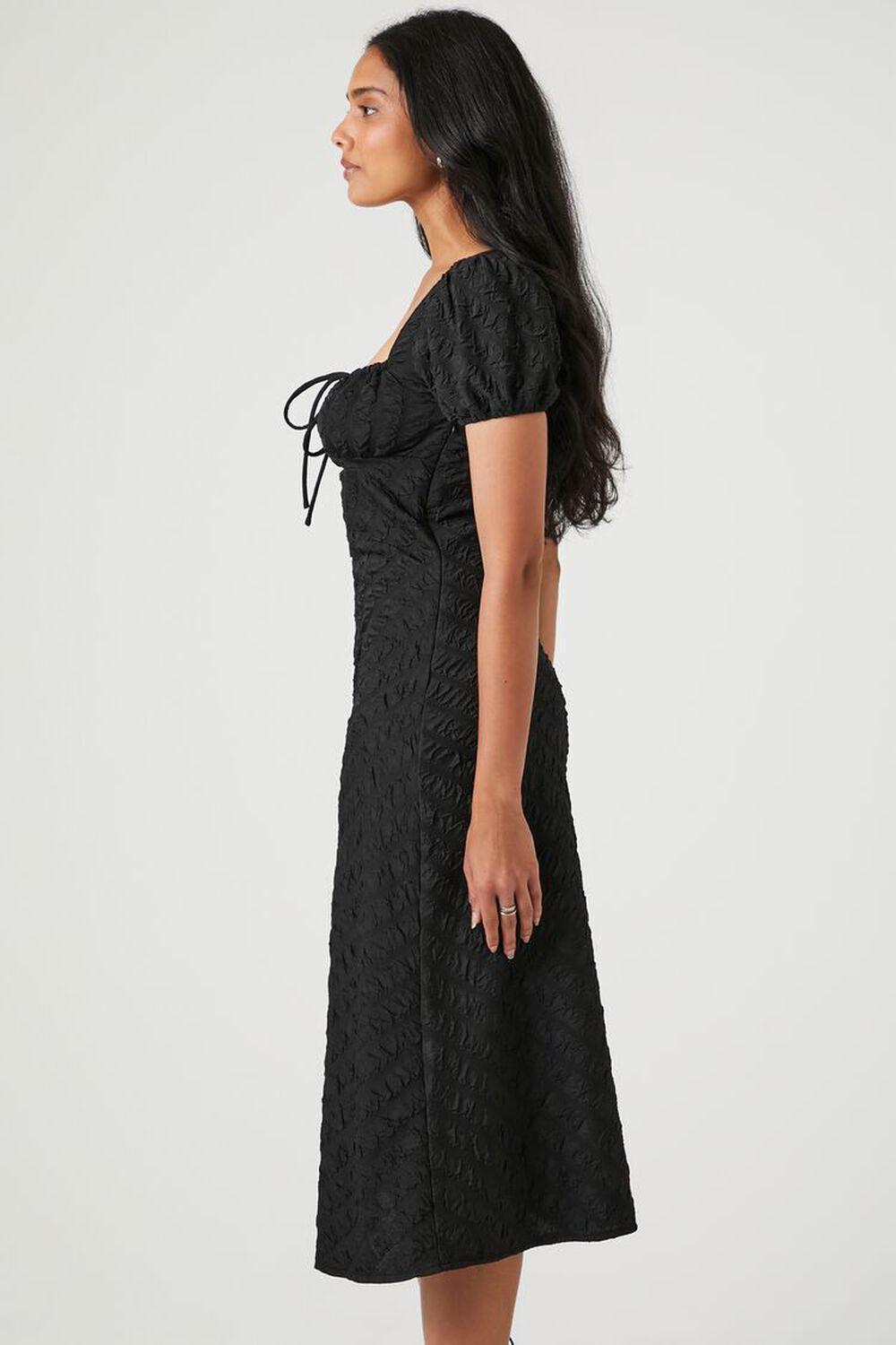 Textured Puff-Sleeve Midi Dress | Forever 21 Product Image