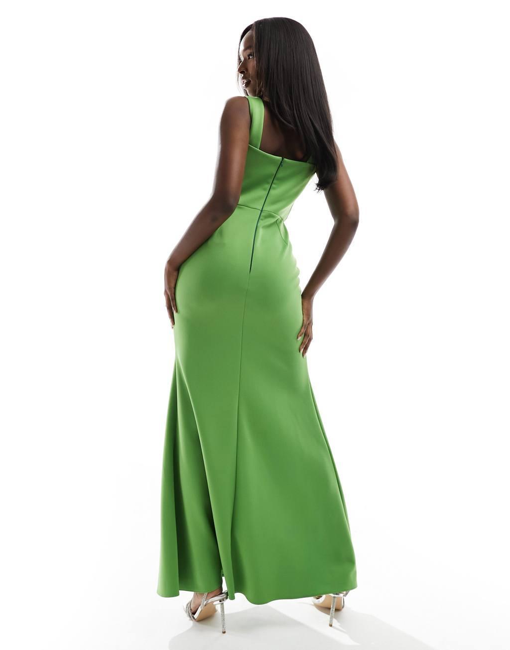 True Violet corset maxi dress with thigh split in green Product Image