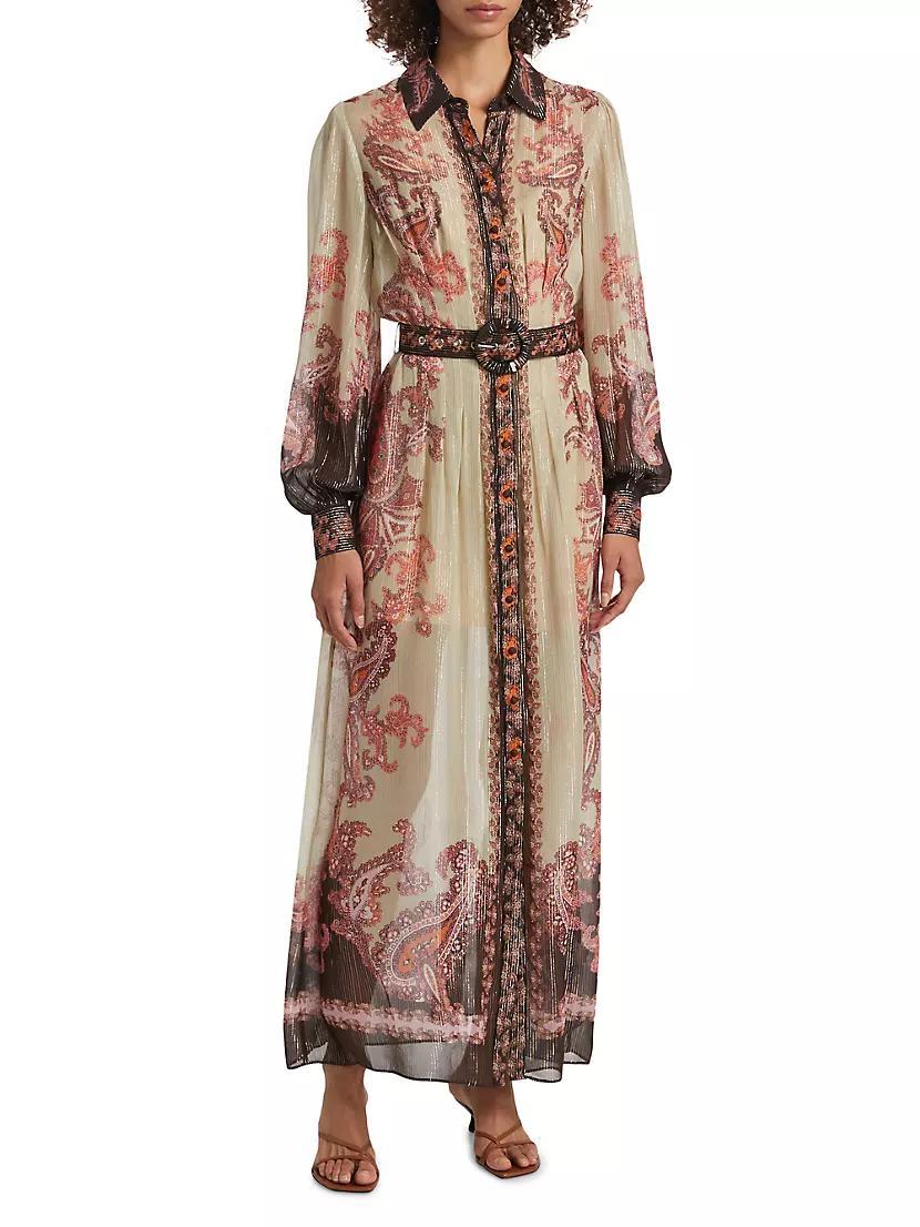 Omya Paisley Print Sheer Maxi Shirtdress Product Image