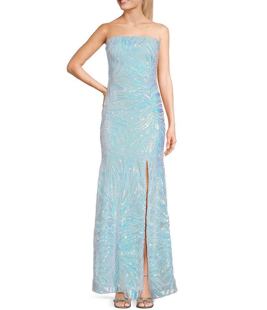 Morgan & Co. Sequin Pattern Strapless Long Dress Product Image