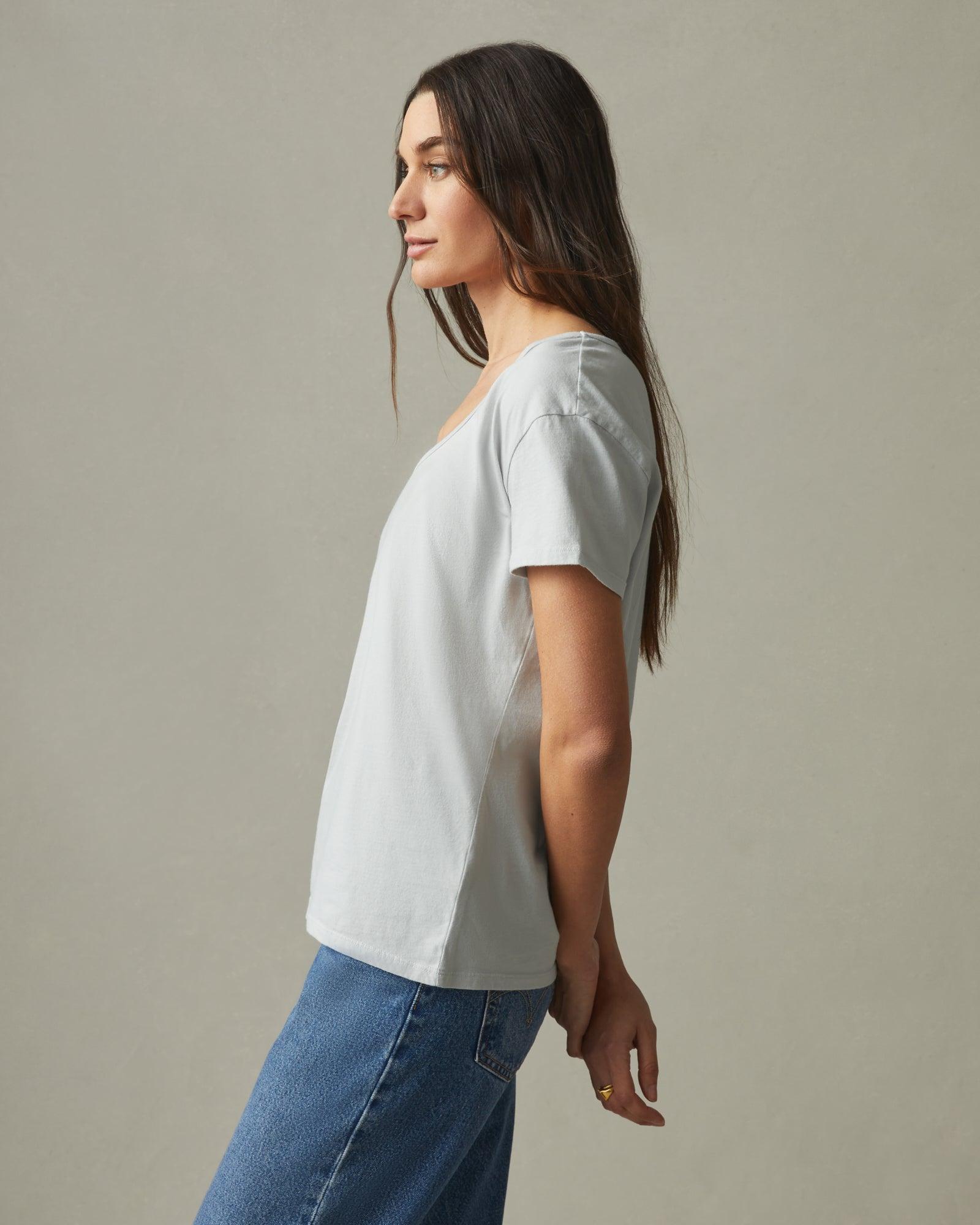 Classic Cotton Scoop Tee - Pearl Blue Female Product Image