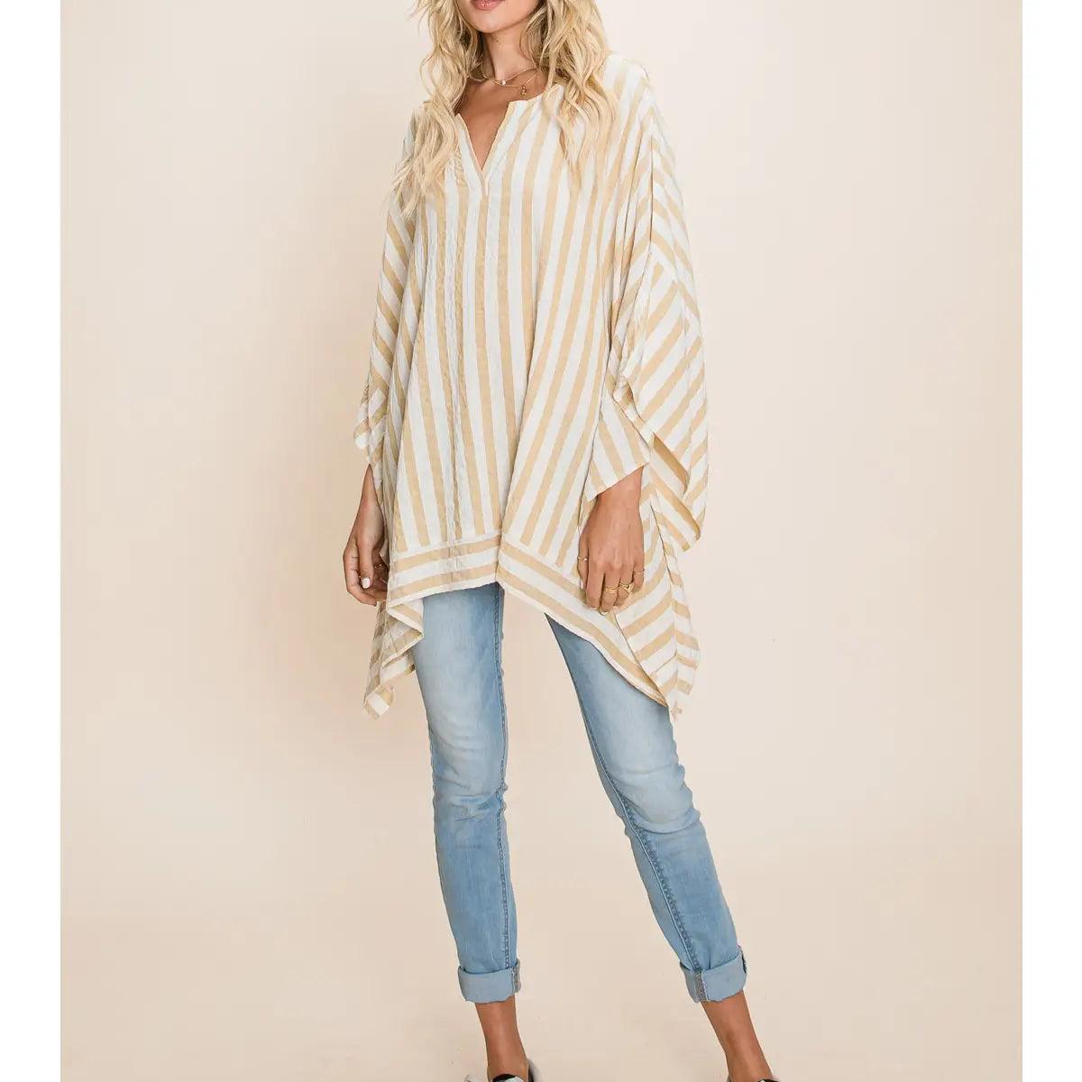 Stripe Cotton Poncho Cover Up Product Image