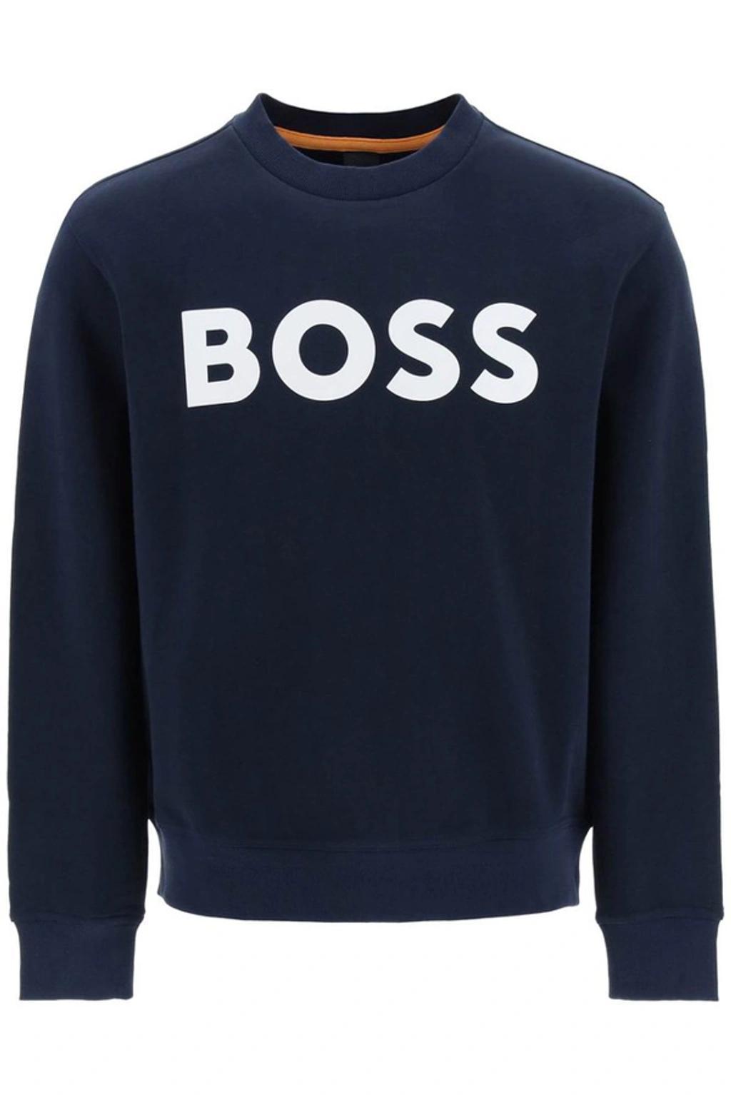 HUGO BOSS Logo Printed Crewneck Sweatshirt In Blue Product Image