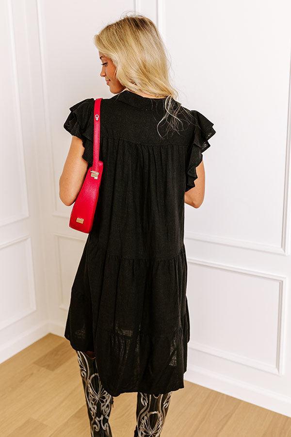 Newsworthy Style Linen-Blend Babydoll Dress In Black Product Image