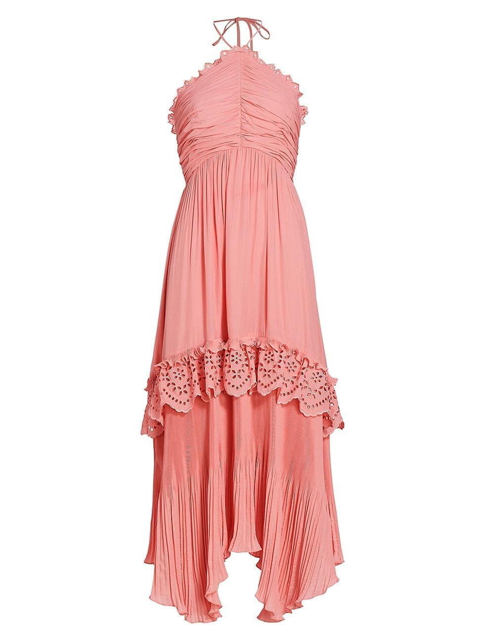 Womens Dulce Pleated Halter Maxi Dress Product Image