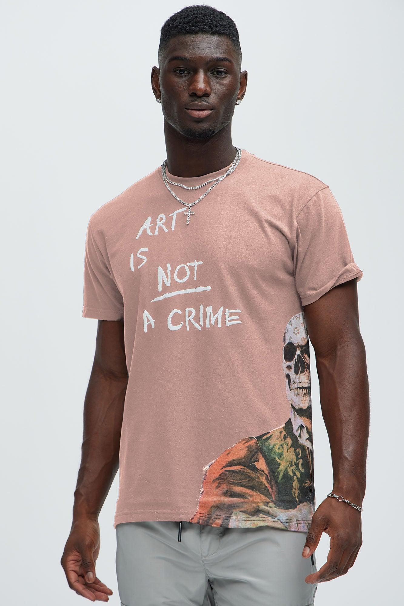 Art Is Not A Crime Short Sleeve Tee - Pink Product Image