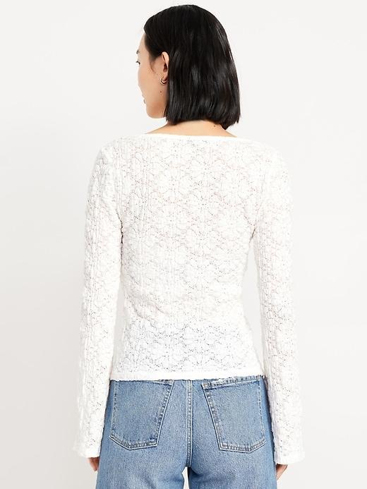 Textured Lace Scoop-Neck Top Product Image