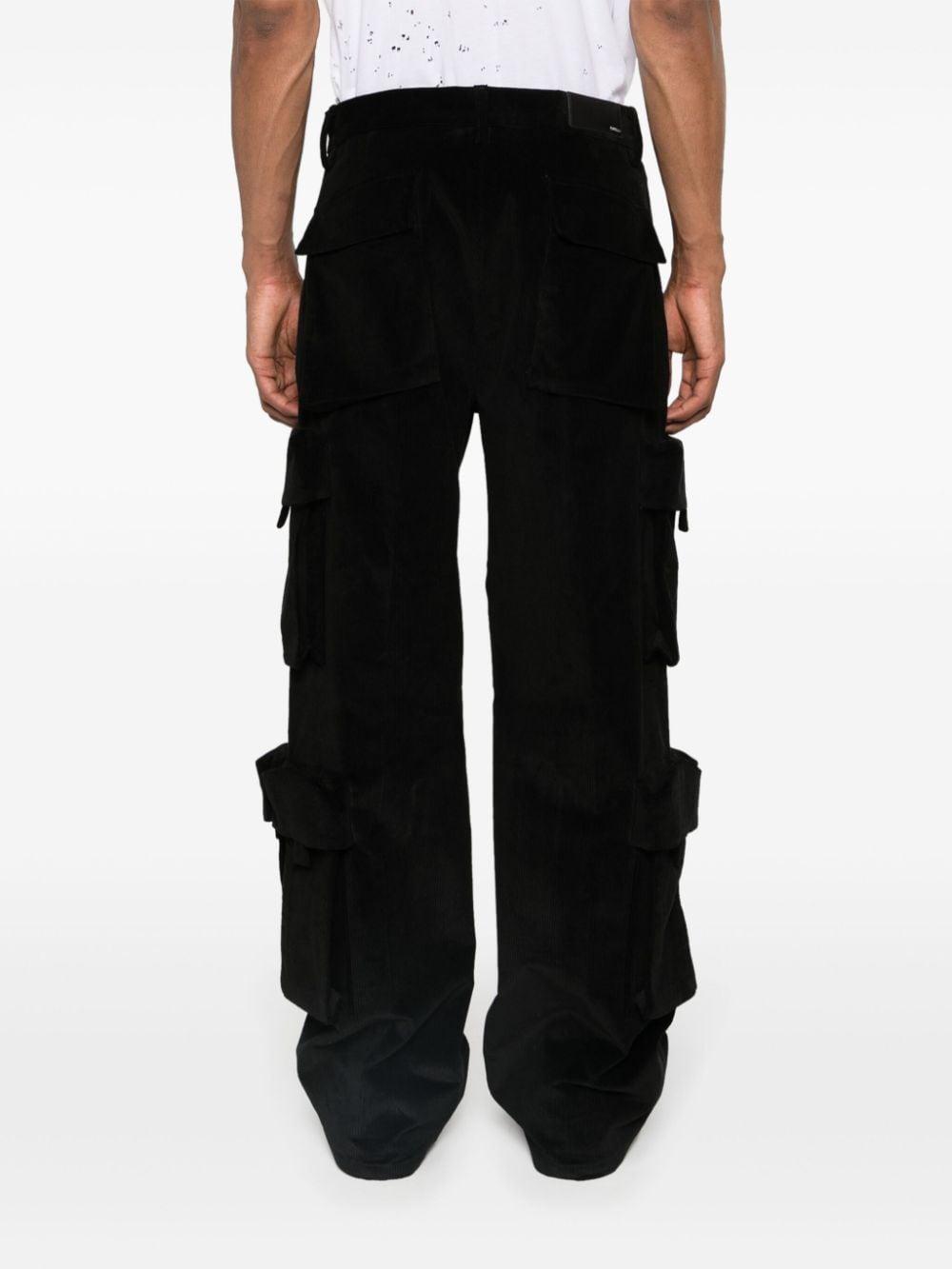 Mid-rise Corduroy Cargo Trousers In Black Product Image