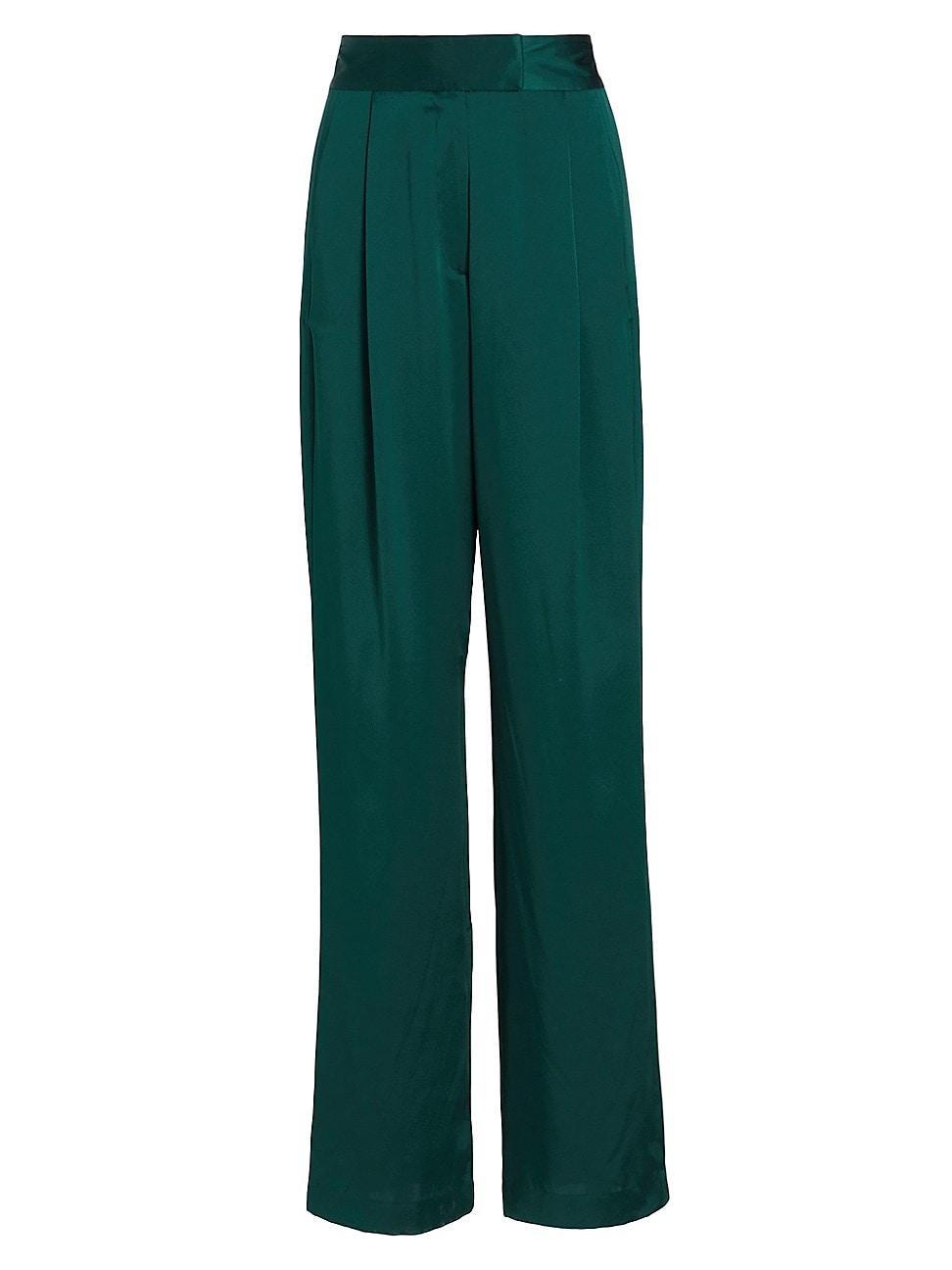 Womens Wide-Leg Silk Trousers Product Image