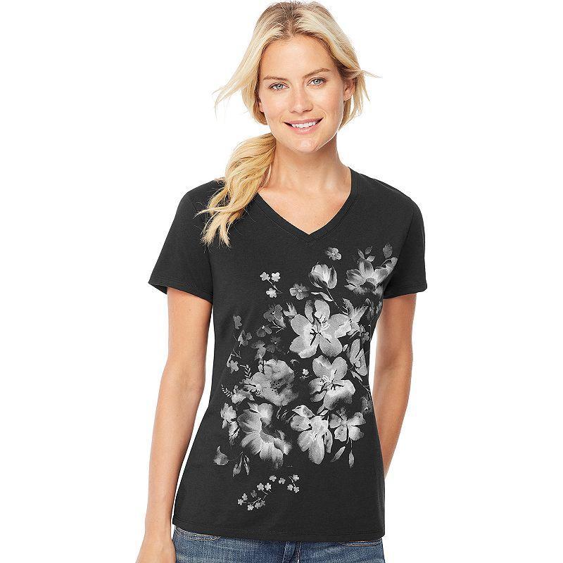 Womens Hanes Graphic Tee Black Product Image