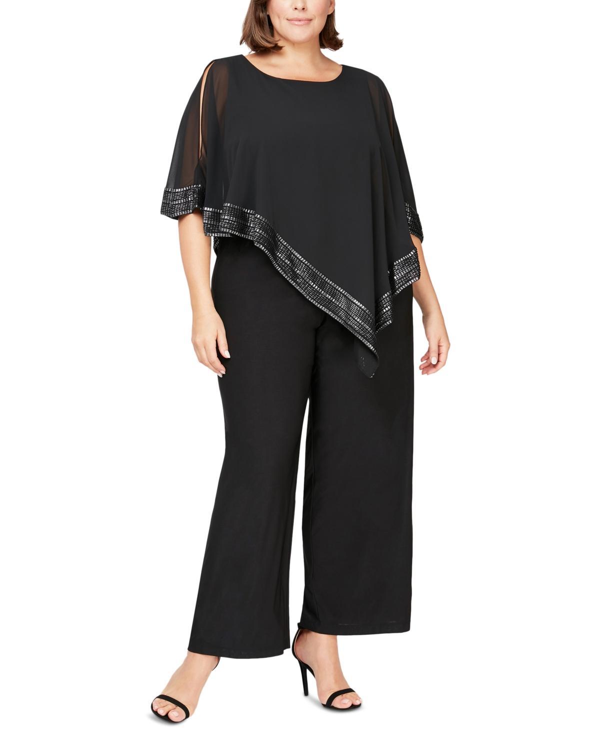 SL FASHIONS Foil Trim Asymmetric Popover Jumpsuit Product Image