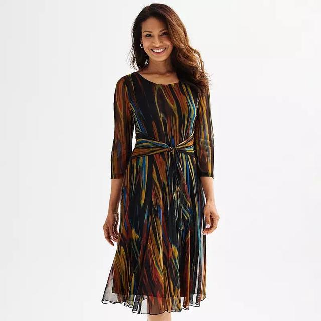 Womens Connected Apparel Tie Front Printed Mesh Dress Product Image