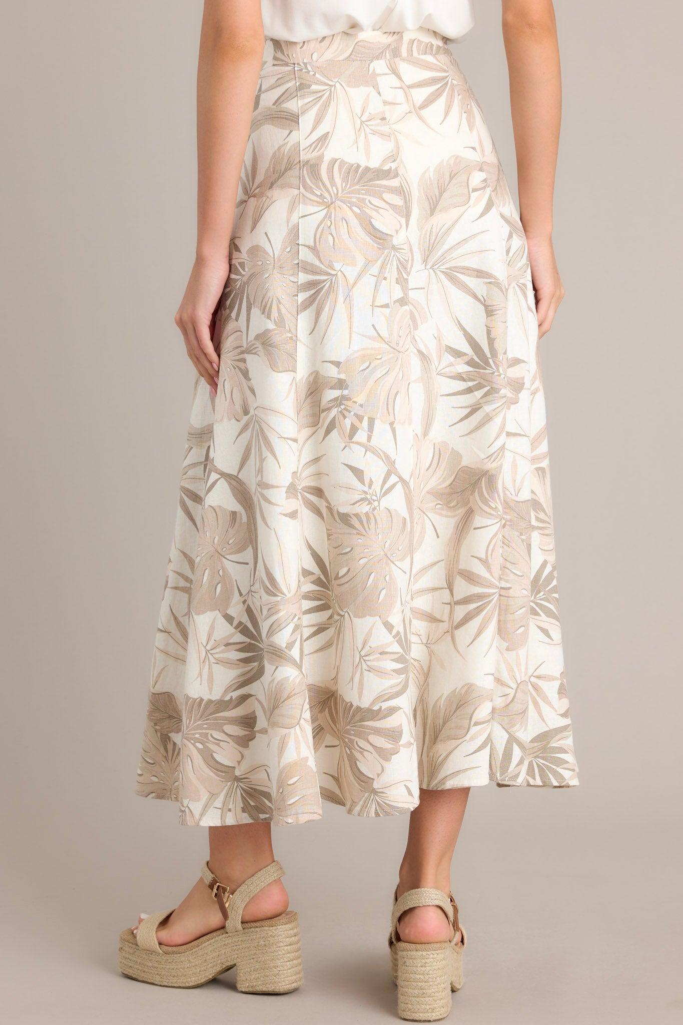 Wave Of Elegance Sandstone Tropical Print Maxi Skirt Product Image