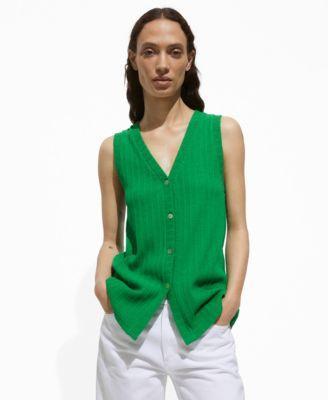 Mango Womens Crochet Knitted Vest Product Image