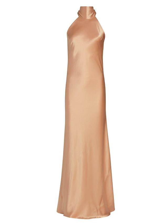 Womens Sienna Satin Halterneck Gown Product Image