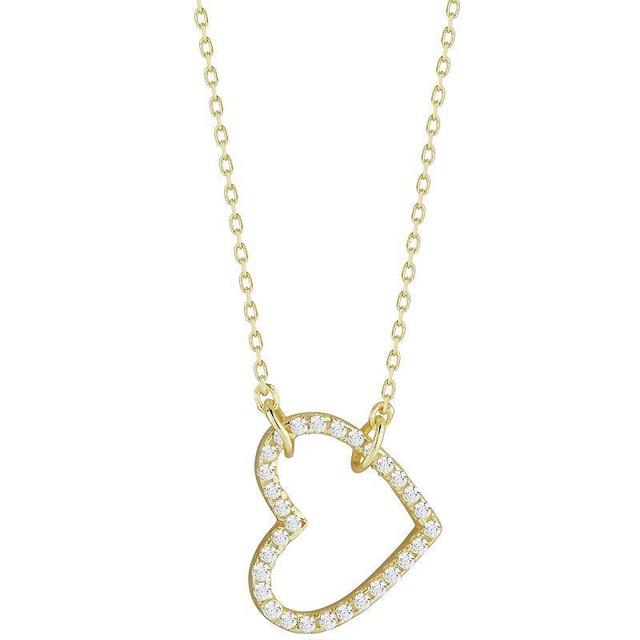 Sunkissed Sterling Cubic Zirconia Hanging Heart Pendant Necklace, Womens Gold Product Image