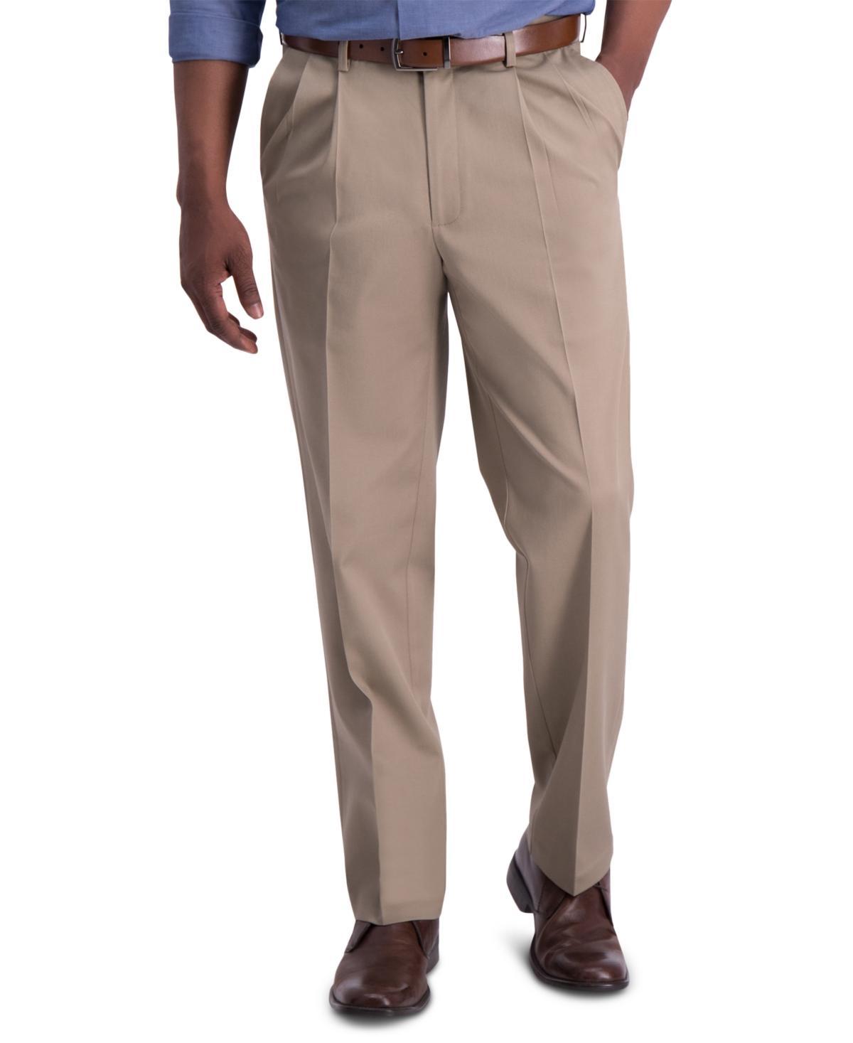 Haggar Mens Iron Free Premium Khaki Classic-Fit Pleated Pant Product Image