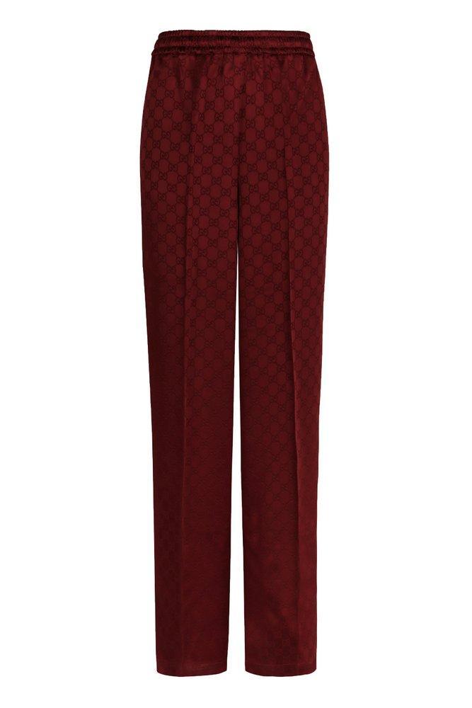 Gg Jacquard Elastic Waistband Pants In Red Product Image