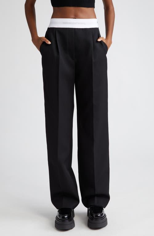 Alexander Wang Logo Elastic High Waistband Pleated Wool Trousers Product Image