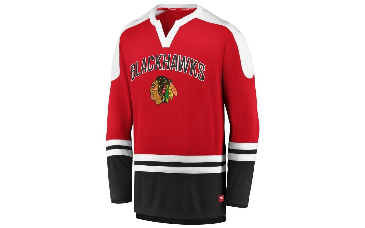 Mens Fanatics Branded /Black Chicago Blackhawks Iconic Slapshot Long Sleeve T-Shirt Product Image