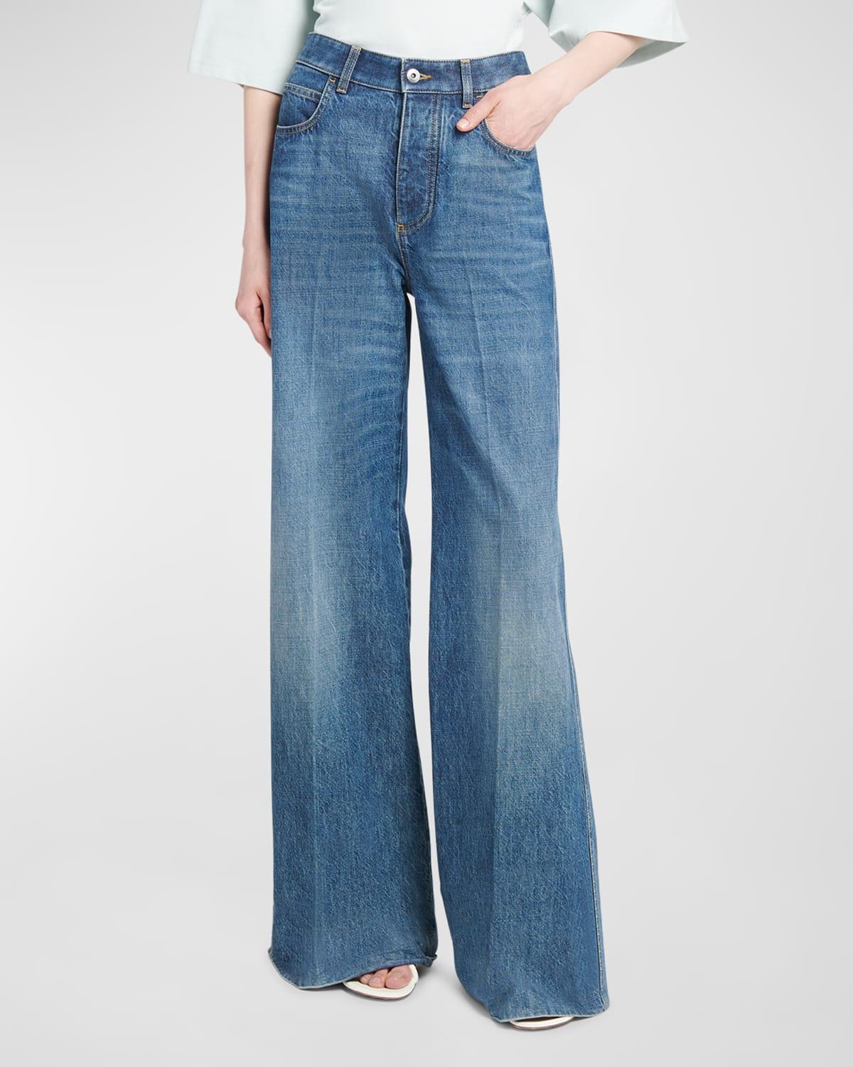 High-Rise Wide-Leg Denim Boyfriend Trousers Product Image