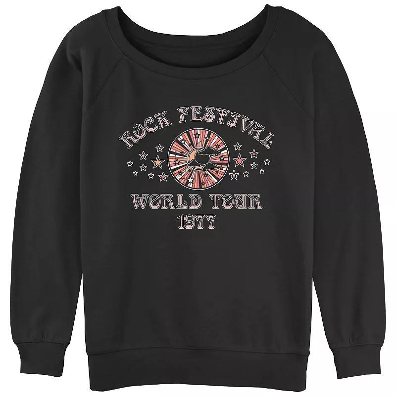 Juniors Rock Festival World Tour 1977 Slouchy Terry Graphic Pullover, Womens Product Image