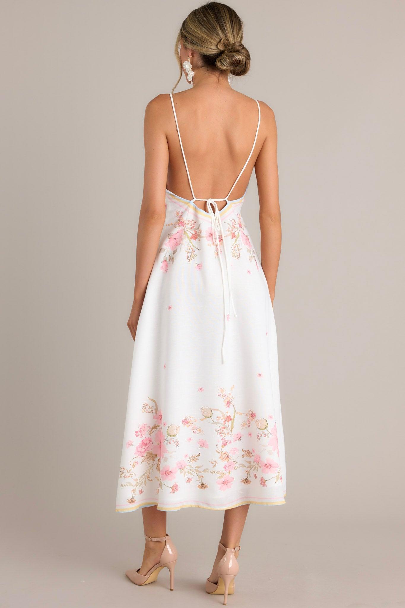 Enchanted Bloom Ivory Multi Floral Midi Dress Product Image