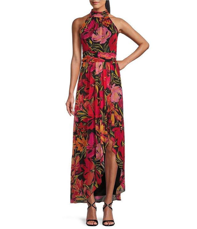 Ignite Evenings Sleeveless Halter Neck Floral Maxi Dress Product Image