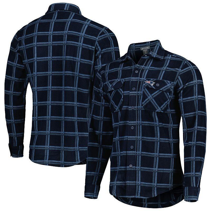 Mens Antigua New England Patriots Industry Flannel Button-Up Shirt Jacket Blue Product Image