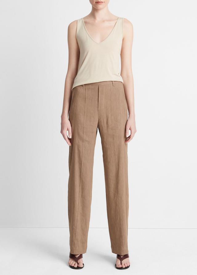 Linen-Blend High-Waist Pull-On Pant Product Image