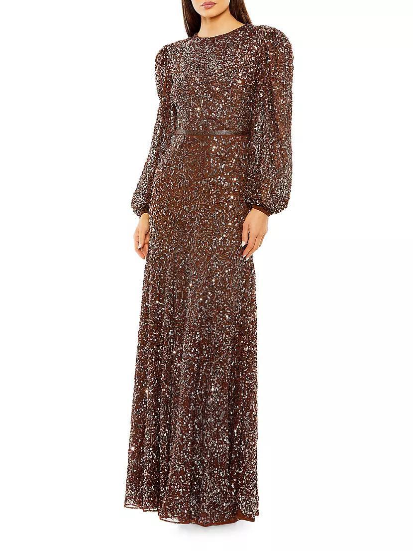 Embellished Bishop-Sleeve A-Line Gown Product Image