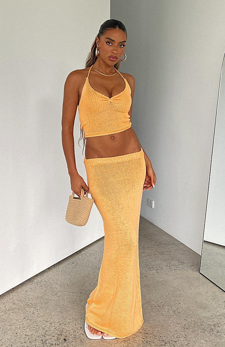 One Time Offer Crochet Maxi Skirt Sherbet Product Image