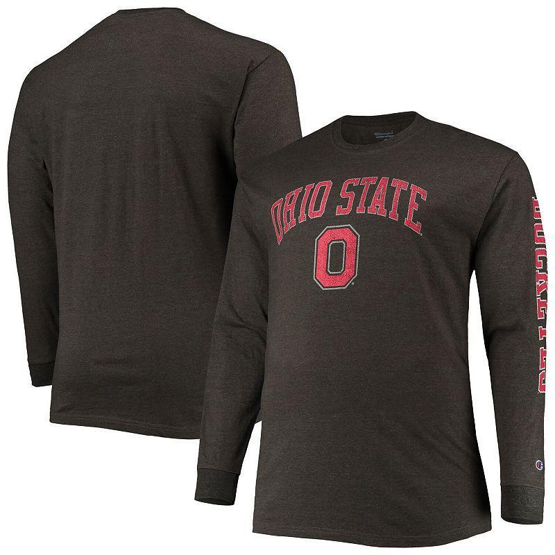 Mens Champion Gray Ohio State Buckeyes Big & Tall 2-Hit Long Sleeve T-Shirt Product Image