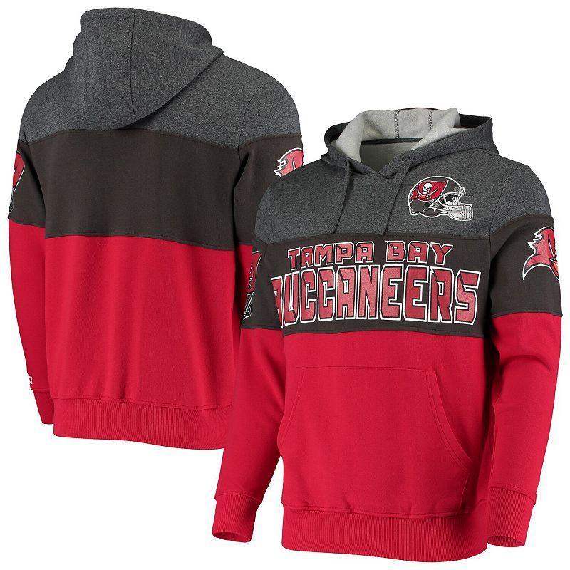 Mens Starter Heathered Pewter/Red Tampa Bay Buccaneers Extreme Fireballer Pullover Hoodie Product Image