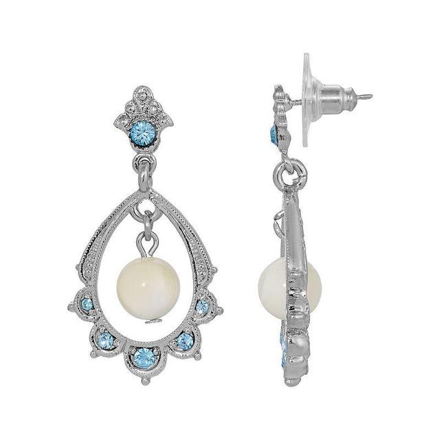 1928 Jewelry Silver Tone Mother Of Pearl Oval Drop Earrings, White, No Size Product Image