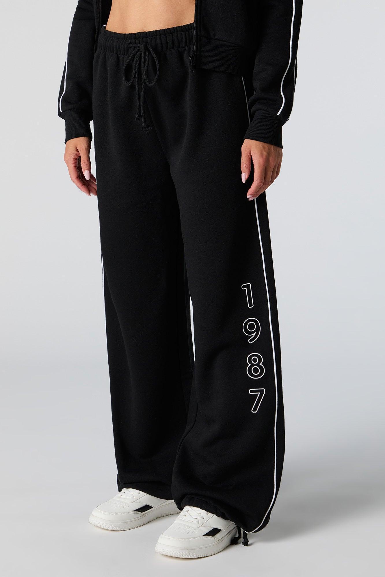 Graphic Fleece Wide Leg Self Tie Sweatpant Female Product Image